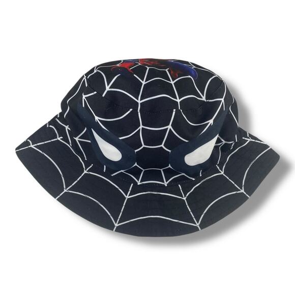 Marvel Spiderman Black Webbed Bucket Hat One Size Adult - Picture 1 of 4